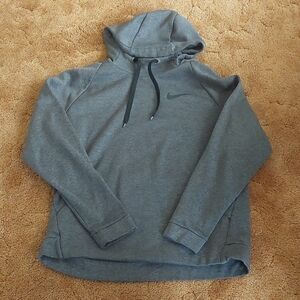 Nike Gray Sweatshirt with Hood and Ribbed Cuffs